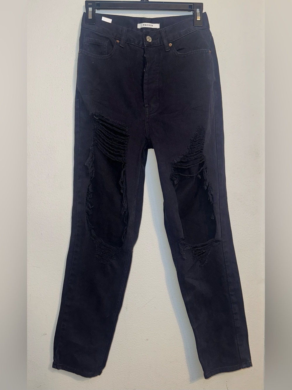 PacSun Black Slim Straight Distressed Jeans